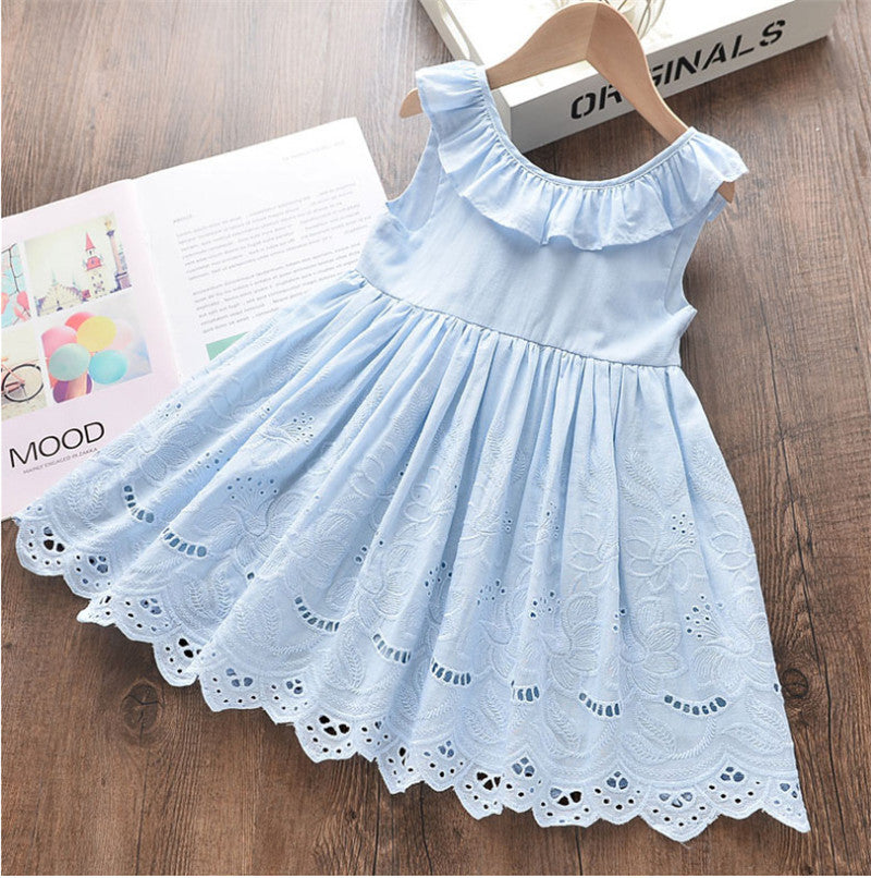 Hollow Embroidery Dress Baby Cute Vest Skirt
