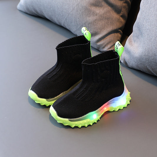 Flying Knit Sports Boys And Girls Light Up Shoes