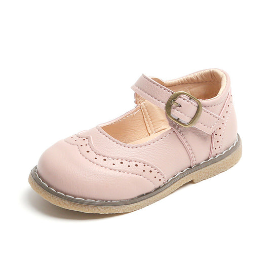 Girls' Casual Solid Color Leather Shoes